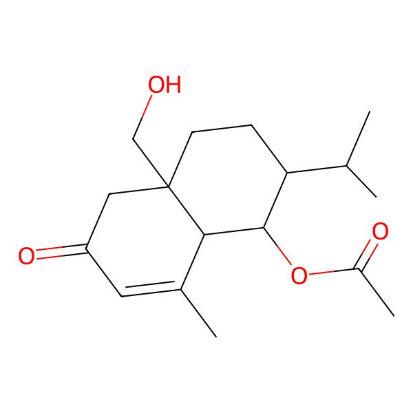 2D Structure of [4a-(Hydroxymethyl)-8-methyl-6-oxo-2-propan-2-yl-1,2,3,4,5,8a-hexahydronaphthalen-1-yl] acetate