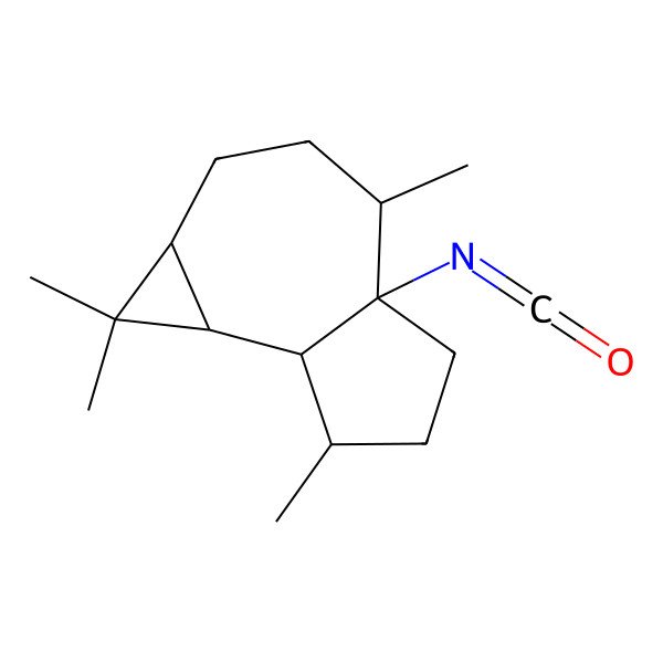 2D Structure of 4a-isocyanato-1,1,4,7-tetramethyl-2,3,4,5,6,7,7a,7b-octahydro-1aH-cyclopropa[e]azulene