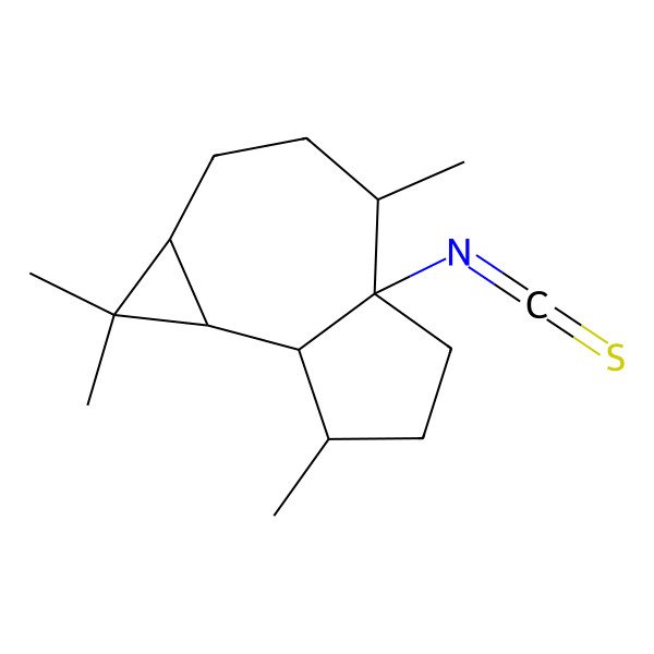 2D Structure of 4a-isothiocyanato-1,1,4,7-tetramethyl-2,3,4,5,6,7,7a,7b-octahydro-1aH-cyclopropa[e]azulene
