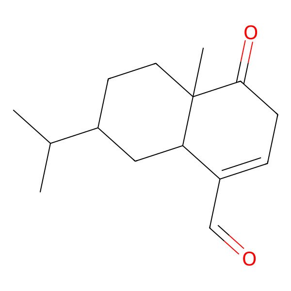 2D Structure of 4a-Methyl-4-oxo-7-propan-2-yl-3,5,6,7,8,8a-hexahydronaphthalene-1-carbaldehyde 2D Structure of 4a-Methyl-4-oxo-7-propan-2-yl-3,5,6,7,8,8a-hexahydronaphthalene-1-carbaldehyde