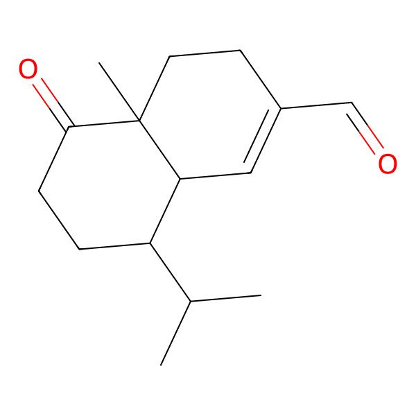 2D Structure of 4a-Methyl-5-oxo-8-propan-2-yl-3,4,6,7,8,8a-hexahydronaphthalene-2-carbaldehyde 2D Structure of 4a-Methyl-5-oxo-8-propan-2-yl-3,4,6,7,8,8a-hexahydronaphthalene-2-carbaldehyde