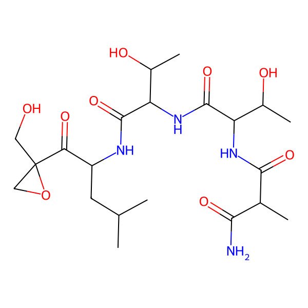 2D Structure of (2R)-N'-[(2R,3R)-3-hydroxy-1-[[(2S,3R)-3-hydroxy-1-[[(2R)-1-[(2S)-2-(hydroxymethyl)oxiran-2-yl]-4-methyl-1-oxopentan-2-yl]amino]-1-oxobutan-2-yl]amino]-1-oxobutan-2-yl]-2-methylpropanediamide