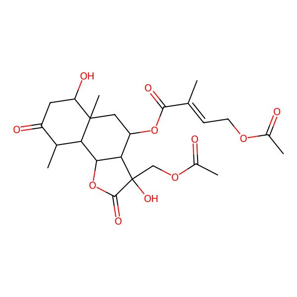2D Structure of [3-(Acetyloxymethyl)-3,6-dihydroxy-5a,9-dimethyl-2,8-dioxo-3a,4,5,6,7,9,9a,9b-octahydrobenzo[g][1]benzofuran-4-yl] 4-acetyloxy-2-methylbut-2-enoate
