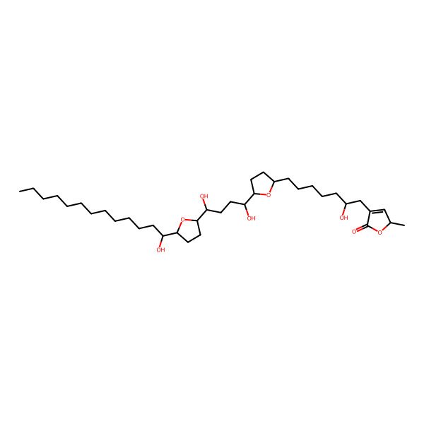 2D Structure of (2R)-4-[(2S)-7-[(2R,5R)-5-[(1S,4R)-1,4-dihydroxy-4-[(2R,5R)-5-[(1R)-1-hydroxytridecyl]oxolan-2-yl]butyl]oxolan-2-yl]-2-hydroxyheptyl]-2-methyl-2H-furan-5-one