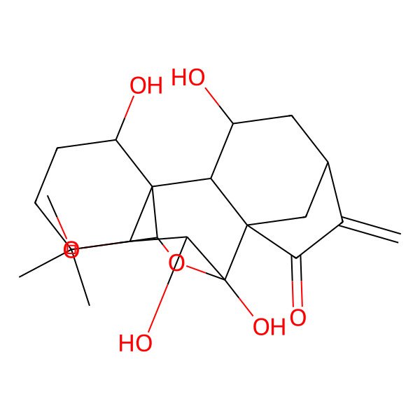 2D Structure of 3,9,10,15-Tetrahydroxy-16-methoxy-12,12-dimethyl-6-methylidene-17-oxapentacyclo[7.6.2.15,8.01,11.02,8]octadecan-7-one