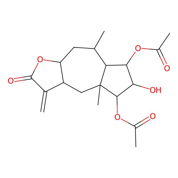 2D Structure of [(3aR,5R,5aS,6R,7R,8R,8aS,9aR)-8-acetyloxy-7-hydroxy-5,8a-dimethyl-1-methylidene-2-oxo-4,5,5a,6,7,8,9,9a-octahydro-3aH-azuleno[6,5-b]furan-6-yl] acetate