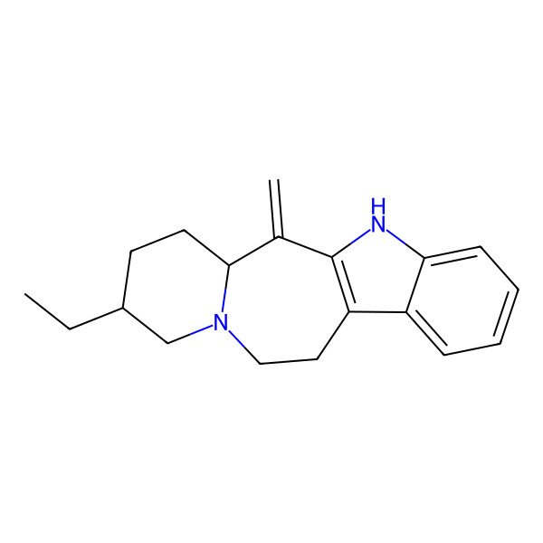 2D Structure of (3S,6R)-6-ethyl-2-methylidene-8,18-diazatetracyclo[9.7.0.03,8.012,17]octadeca-1(11),12,14,16-tetraene