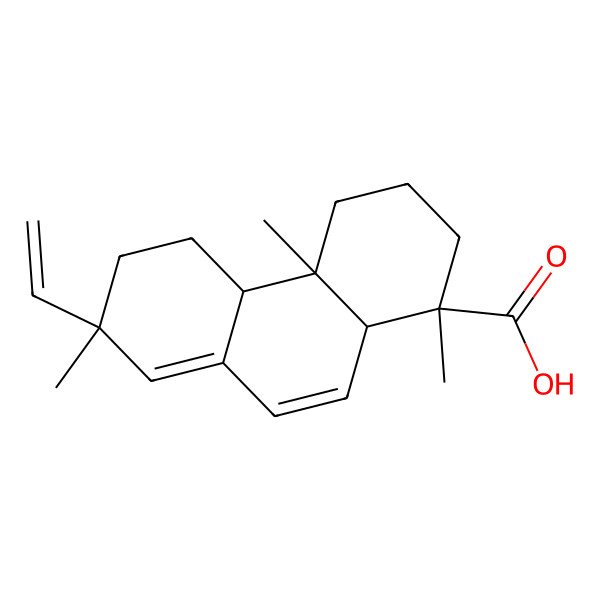 2D Structure of (1R,4aR,4bS,7R,10aS)-7-ethenyl-1,4a,7-trimethyl-3,4,4b,5,6,10a-hexahydro-2H-phenanthrene-1-carboxylic acid 2D Structure of (1R,4aR,4bS,7R,10aS)-7-ethenyl-1,4a,7-trimethyl-3,4,4b,5,6,10a-hexahydro-2H-phenanthrene-1-carboxylic acid