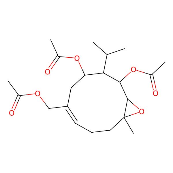 2D Structure of [(1R,4E,7R,8S,9S,10R)-7,9-diacetyloxy-1-methyl-8-propan-2-yl-11-oxabicyclo[8.1.0]undec-4-en-5-yl]methyl acetate