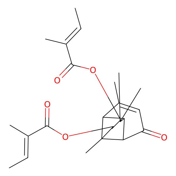 2D Structure of [3,3,7,9-Tetramethyl-6-(2-methylbut-2-enoyloxy)-11-oxo-4-tricyclo[5.4.0.02,8]undec-9-enyl] 2-methylbut-2-enoate