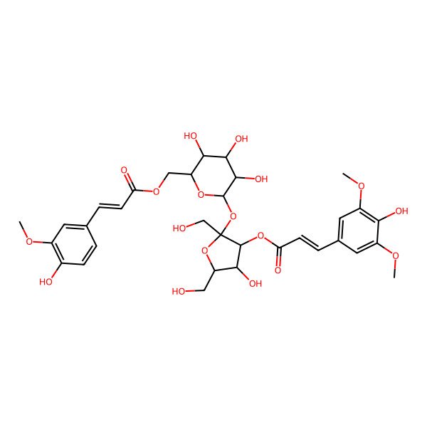 2D Structure of [(2R,3S,4S,5R,6R)-3,4,5-trihydroxy-6-[(2S,3S,4R,5R)-4-hydroxy-3-[(E)-3-(4-hydroxy-3,5-dimethoxyphenyl)prop-2-enoyl]oxy-2,5-bis(hydroxymethyl)oxolan-2-yl]oxyoxan-2-yl]methyl (E)-3-(4-hydroxy-3-methoxyphenyl)prop-2-enoate