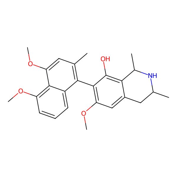2D Structure of (1S,3R)-7-(4,5-dimethoxy-2-methylnaphthalen-1-yl)-6-methoxy-1,3-dimethyl-1,2,3,4-tetrahydroisoquinolin-8-ol