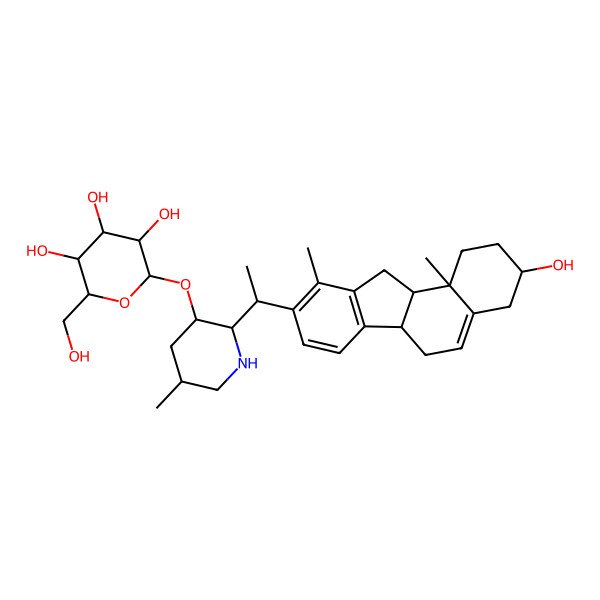 2D Structure of 2-[2-[1-(3-Hydroxy-10,11b-dimethyl-1,2,3,4,6,6a,11,11a-octahydrobenzo[a]fluoren-9-yl)ethyl]-5-methylpiperidin-3-yl]oxy-6-(hydroxymethyl)oxane-3,4,5-triol