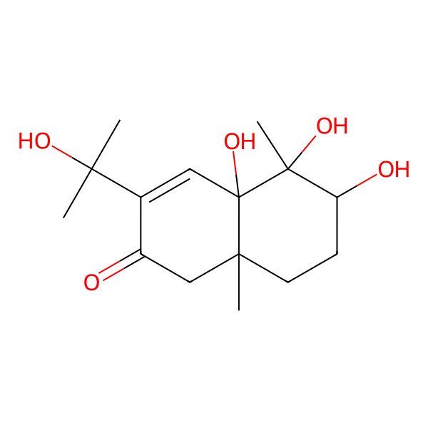 2D Structure of 4a,5,6-Trihydroxy-3-(2-hydroxypropan-2-yl)-5,8a-dimethyl-1,6,7,8-tetrahydronaphthalen-2-one
