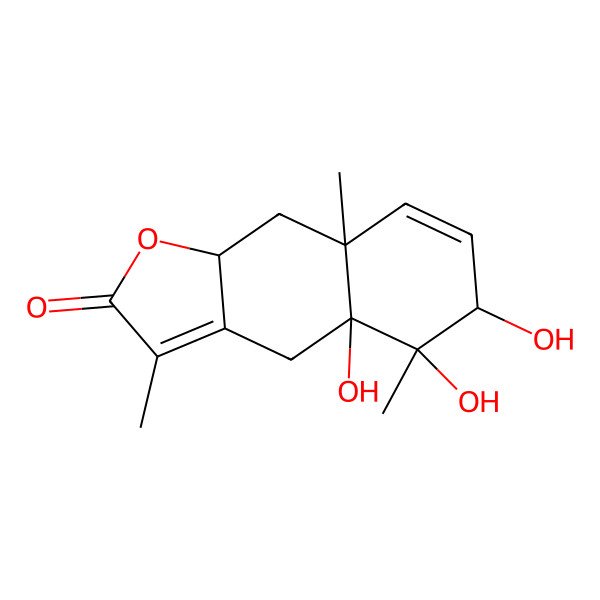 2D Structure of 4a,5,6-Trihydroxy-3,5,8a-trimethyl-4,6,9,9a-tetrahydrobenzo[f][1]benzofuran-2-one