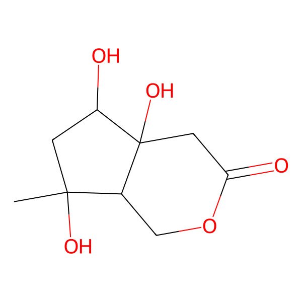 2D Structure of 4a,5,7-trihydroxy-7-methyl-4,5,6,7a-tetrahydro-1H-cyclopenta[c]pyran-3-one