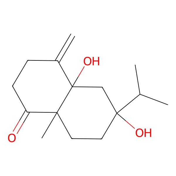 2D Structure of 4a,6-dihydroxy-8a-methyl-4-methylidene-6-propan-2-yl-3,5,7,8-tetrahydro-2H-naphthalen-1-one