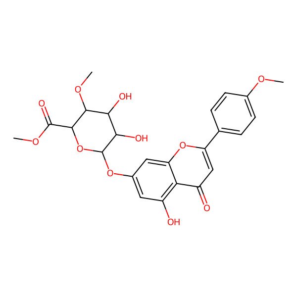 2D Structure of Methyl 4,5-dihydroxy-6-[5-hydroxy-2-(4-methoxyphenyl)-4-oxochromen-7-yl]oxy-3-methoxyoxane-2-carboxylate