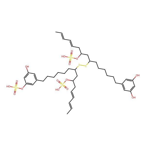 2D Structure of [9-(3,5-Dihydroxyphenyl)-1-hexa-2,4-dienyl-3-[[1-(3-hydroxy-5-sulfooxyphenyl)-9-sulfooxypentadeca-11,13-dien-7-yl]disulfanyl]nonyl] hydrogen sulfate