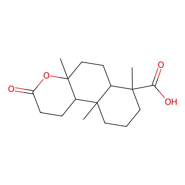 2D Structure of 4a,7,10a-trimethyl-3-oxo-2,5,6,6a,8,9,10,10b-octahydro-1H-benzo[f]chromene-7-carboxylic acid