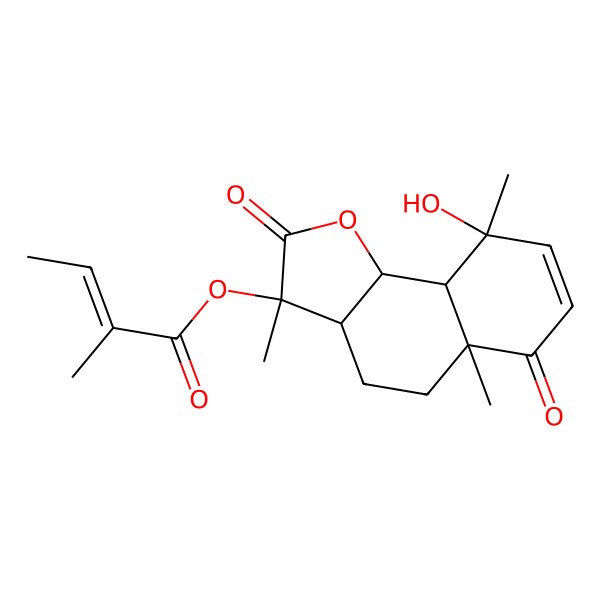 2D Structure of (9-hydroxy-3,5a,9-trimethyl-2,6-dioxo-4,5,9a,9b-tetrahydro-3aH-benzo[g][1]benzofuran-3-yl) 2-methylbut-2-enoate