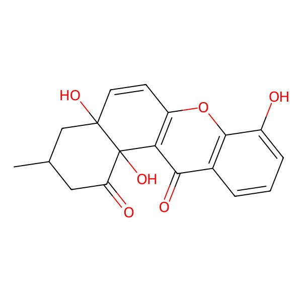 2D Structure of 4a,8,12b-trihydroxy-3-methyl-3,4-dihydro-2H-benzo[a]xanthene-1,12-dione