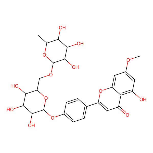 2D Structure of 5-Hydroxy-7-methoxy-2-[4-[3,4,5-trihydroxy-6-[(3,4,5-trihydroxy-6-methyloxan-2-yl)oxymethyl]oxan-2-yl]oxyphenyl]chromen-4-one