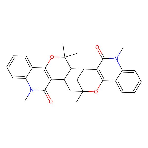 2D Structure of (1R,2S,15R,17R)-3,3,12,17,26-pentamethyl-4,18-dioxa-12,26-diazaheptacyclo[15.11.1.02,15.05,14.06,11.019,28.020,25]nonacosa-5(14),6,8,10,19(28),20,22,24-octaene-13,27-dione