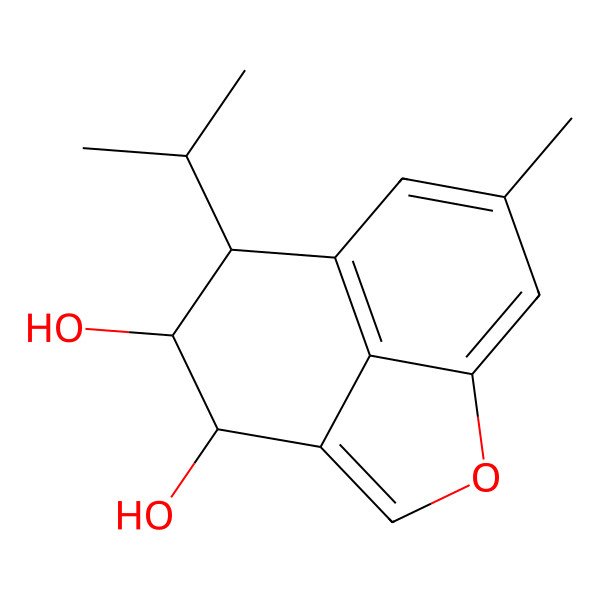 2D Structure of (5S,6R,7R)-10-methyl-7-propan-2-yl-2-oxatricyclo[6.3.1.04,12]dodeca-1(11),3,8(12),9-tetraene-5,6-diol