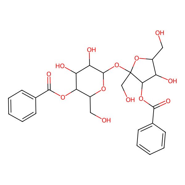 2D Structure of [6-[3-Benzoyloxy-4-hydroxy-2,5-bis(hydroxymethyl)oxolan-2-yl]oxy-4,5-dihydroxy-2-(hydroxymethyl)oxan-3-yl] benzoate