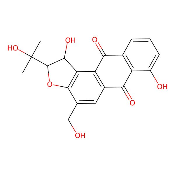 2D Structure of (1S,2S)-1,7-dihydroxy-4-(hydroxymethyl)-2-(2-hydroxypropan-2-yl)-1,2-dihydronaphtho[2,3-e][1]benzofuran-6,11-dione