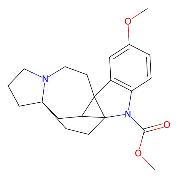 2D Structure of methyl (1S,9R,12R,19S)-4-methoxy-8,16-diazahexacyclo[10.6.2.01,9.02,7.09,19.012,16]icosa-2(7),3,5-triene-8-carboxylate