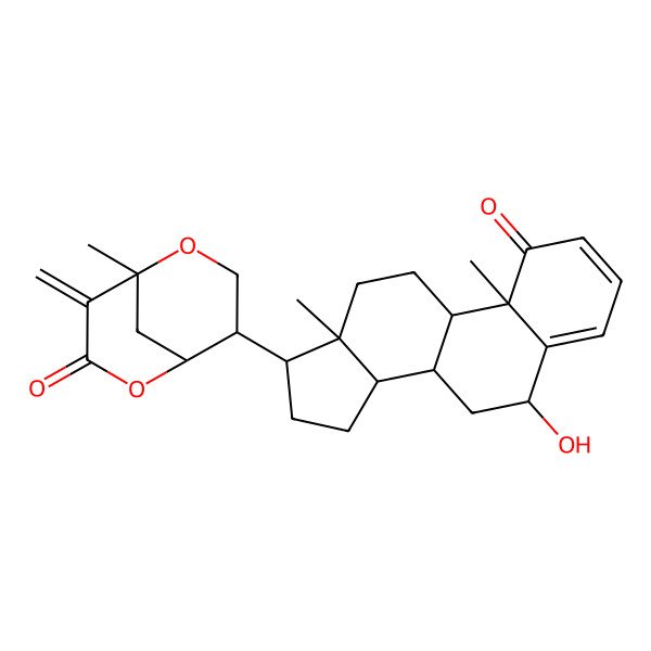 2D Structure of 8-(6-Hydroxy-10,13-dimethyl-1-oxo-6,7,8,9,11,12,14,15,16,17-decahydrocyclopenta[a]phenanthren-17-yl)-5-methyl-4-methylidene-2,6-dioxabicyclo[3.3.1]nonan-3-one