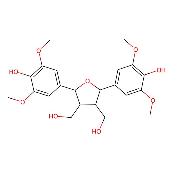 2D Structure of 4-[(2R,3S,4S,5S)-5-(4-hydroxy-3,5-dimethoxyphenyl)-3,4-bis(hydroxymethyl)oxolan-2-yl]-2,6-dimethoxyphenol