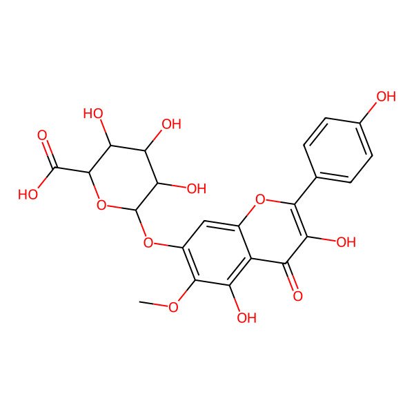 2D Structure of (2S,3S,4S,5R,6S)-6-[3,5-dihydroxy-2-(4-hydroxyphenyl)-6-methoxy-4-oxochromen-7-yl]oxy-3,4,5-trihydroxyoxane-2-carboxylic acid