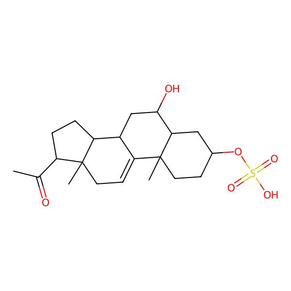 2D Structure of [(3S,5S,6S,8S,10S,13S,14S,17S)-17-acetyl-6-hydroxy-10,13-dimethyl-2,3,4,5,6,7,8,12,14,15,16,17-dodecahydro-1H-cyclopenta[a]phenanthren-3-yl] hydrogen sulfate