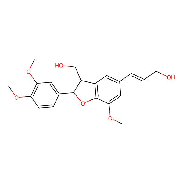 2D Structure of 3-[(2R,3S)-2-(3,4-dimethoxyphenyl)-3-(hydroxymethyl)-7-methoxy-2,3-dihydro-1-benzofuran-5-yl]prop-2-en-1-ol