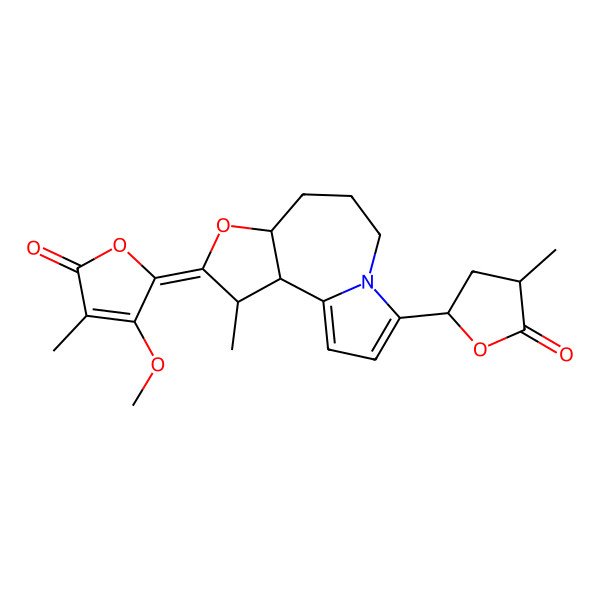 2D Structure of (5E)-4-methoxy-3-methyl-5-[(2R,3S,6R)-3-methyl-11-[(2S,4S)-4-methyl-5-oxooxolan-2-yl]-5-oxa-10-azatricyclo[8.3.0.02,6]trideca-1(13),11-dien-4-ylidene]furan-2-one
