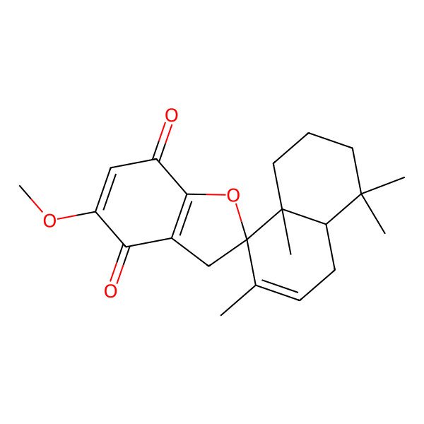 2D Structure of 5'-methoxy-4,4,7,8a-tetramethylspiro[2,3,4a,5-tetrahydro-1H-naphthalene-8,2'-3H-1-benzofuran]-4',7'-dione