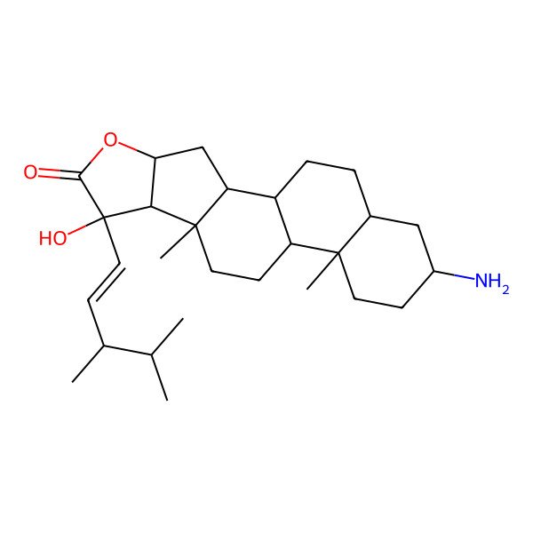 2D Structure of (4S,7S,8R,9S,13S,16S)-16-amino-7-[(E)-3,4-dimethylpent-1-enyl]-7-hydroxy-9,13-dimethyl-5-oxapentacyclo[10.8.0.02,9.04,8.013,18]icosan-6-one