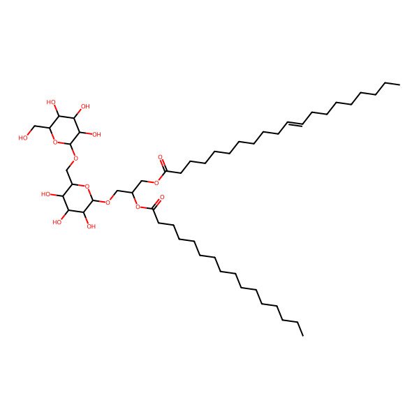 2D Structure of [2-Hexadecanoyloxy-3-[3,4,5-trihydroxy-6-[[3,4,5-trihydroxy-6-(hydroxymethyl)oxan-2-yl]oxymethyl]oxan-2-yl]oxypropyl] icos-11-enoate
