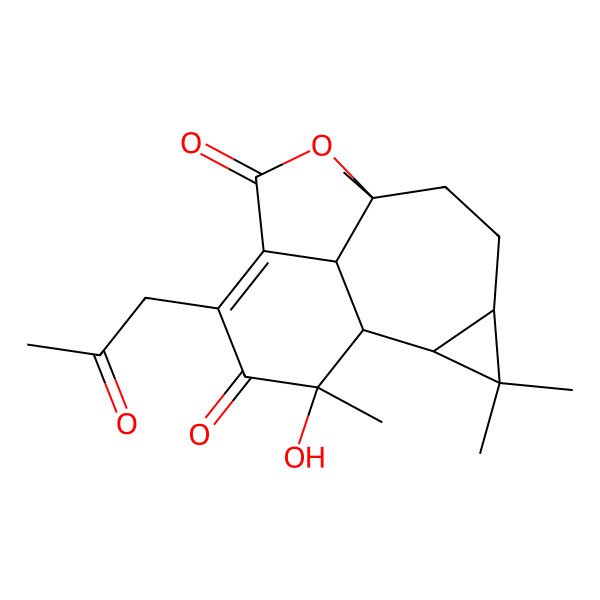2D Structure of (1S,7S,8R,9S,11S,14R)-7-hydroxy-1,7,10,10-tetramethyl-5-(2-oxopropyl)-2-oxatetracyclo[6.5.1.04,14.09,11]tetradec-4-ene-3,6-dione