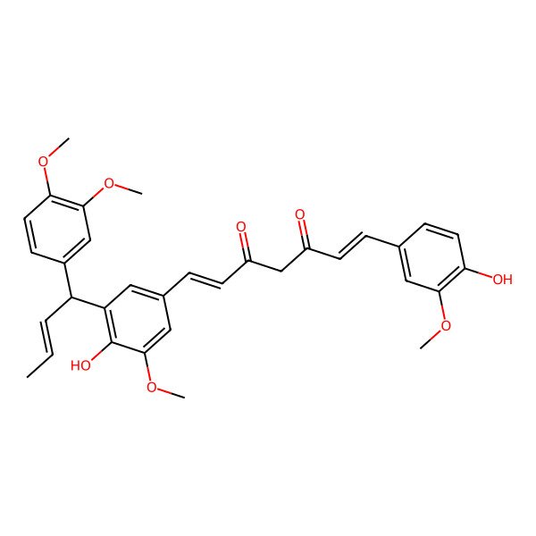 2D Structure of (1E,6E)-1-[3-[(E)-1-(3,4-dimethoxyphenyl)but-2-enyl]-4-hydroxy-5-methoxyphenyl]-7-(4-hydroxy-3-methoxyphenyl)hepta-1,6-diene-3,5-dione