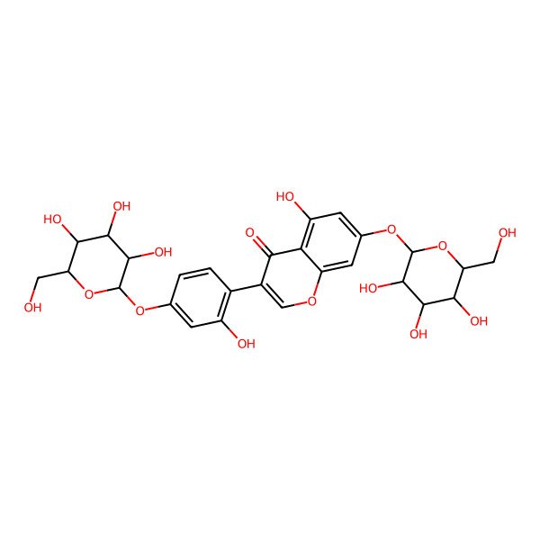 2D Structure of 5-Hydroxy-3-[2-hydroxy-4-[3,4,5-trihydroxy-6-(hydroxymethyl)oxan-2-yl]oxyphenyl]-7-[3,4,5-trihydroxy-6-(hydroxymethyl)oxan-2-yl]oxychromen-4-one