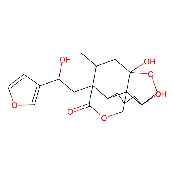 2D Structure of (1S,2S,6R,9R,11R,12R)-12-[(2S)-2-(furan-3-yl)-2-hydroxyethyl]-6,9-dihydroxy-11-methyl-8,14-dioxatetracyclo[7.6.0.01,6.02,12]pentadecan-13-one