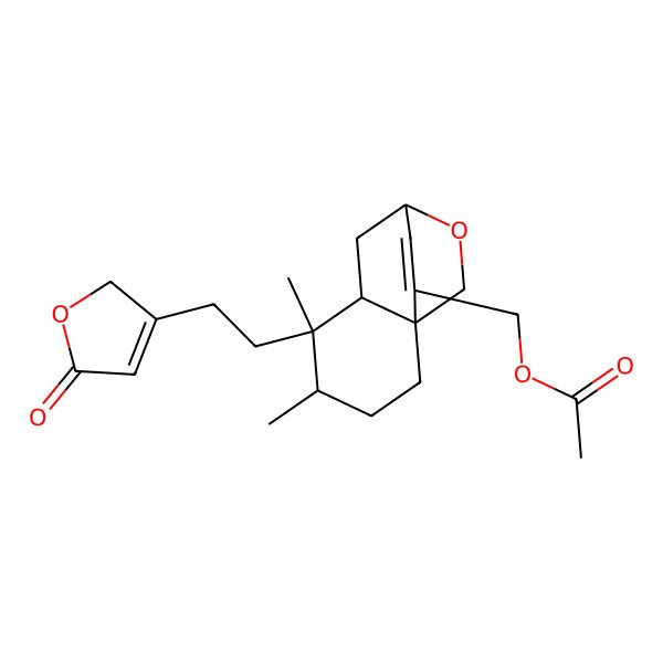 2D Structure of [(1S,4S,5R,6S,8R)-4,5-dimethyl-5-[2-(5-oxo-2H-furan-3-yl)ethyl]-9-oxatricyclo[6.2.2.01,6]dodec-11-en-11-yl]methyl acetate