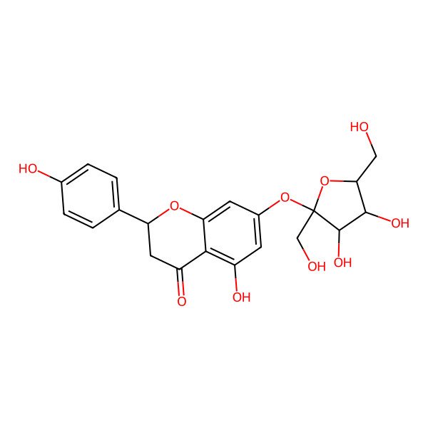 2D Structure of (2S)-7-[(2R,3S,4S,5R)-3,4-dihydroxy-2,5-bis(hydroxymethyl)oxolan-2-yl]oxy-5-hydroxy-2-(4-hydroxyphenyl)-2,3-dihydrochromen-4-one