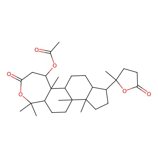 2D Structure of [(1S,2R,3R,8R,11R,12R,15S,16R)-2,7,7,11,12-pentamethyl-15-[(2S)-2-methyl-5-oxooxolan-2-yl]-5-oxo-6-oxatetracyclo[9.7.0.02,8.012,16]octadecan-3-yl] acetate
