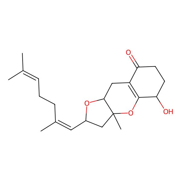2D Structure of 2-(2,6-dimethylhepta-1,5-dienyl)-5-hydroxy-3a-methyl-3,5,6,7,9,9a-hexahydro-2H-furo[3,2-b]chromen-8-one