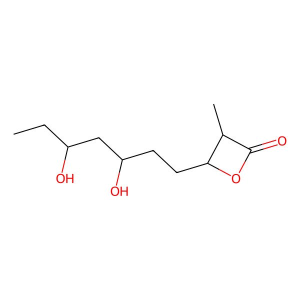 2D Structure of 4alpha-(3,5-Dihydroxy-heptyl)-3alpha-methyl-2-oxetanone